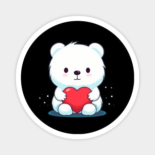 White bear with a heart Magnet